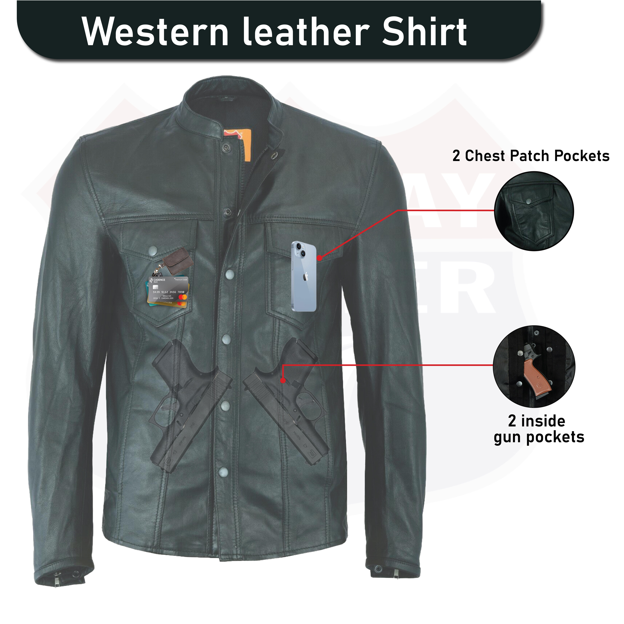 Highway Leather Long Sleeve Leather Shirt Club leather shirt LIGHTWEIGHT