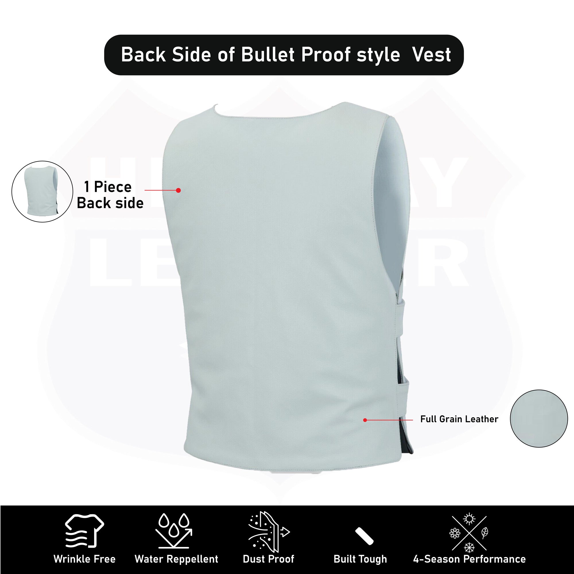Men White Bullet Proof Style Leather Vest For Bikers Club
