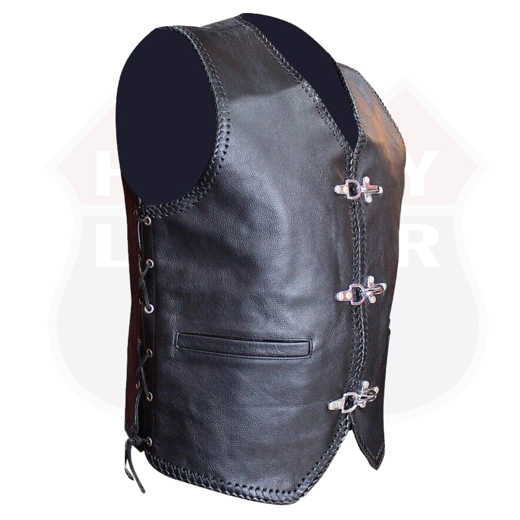 Highway Leather Heavy Metal Rocker Braid Waistcoat Motorcycle Vest SKU # HL11650