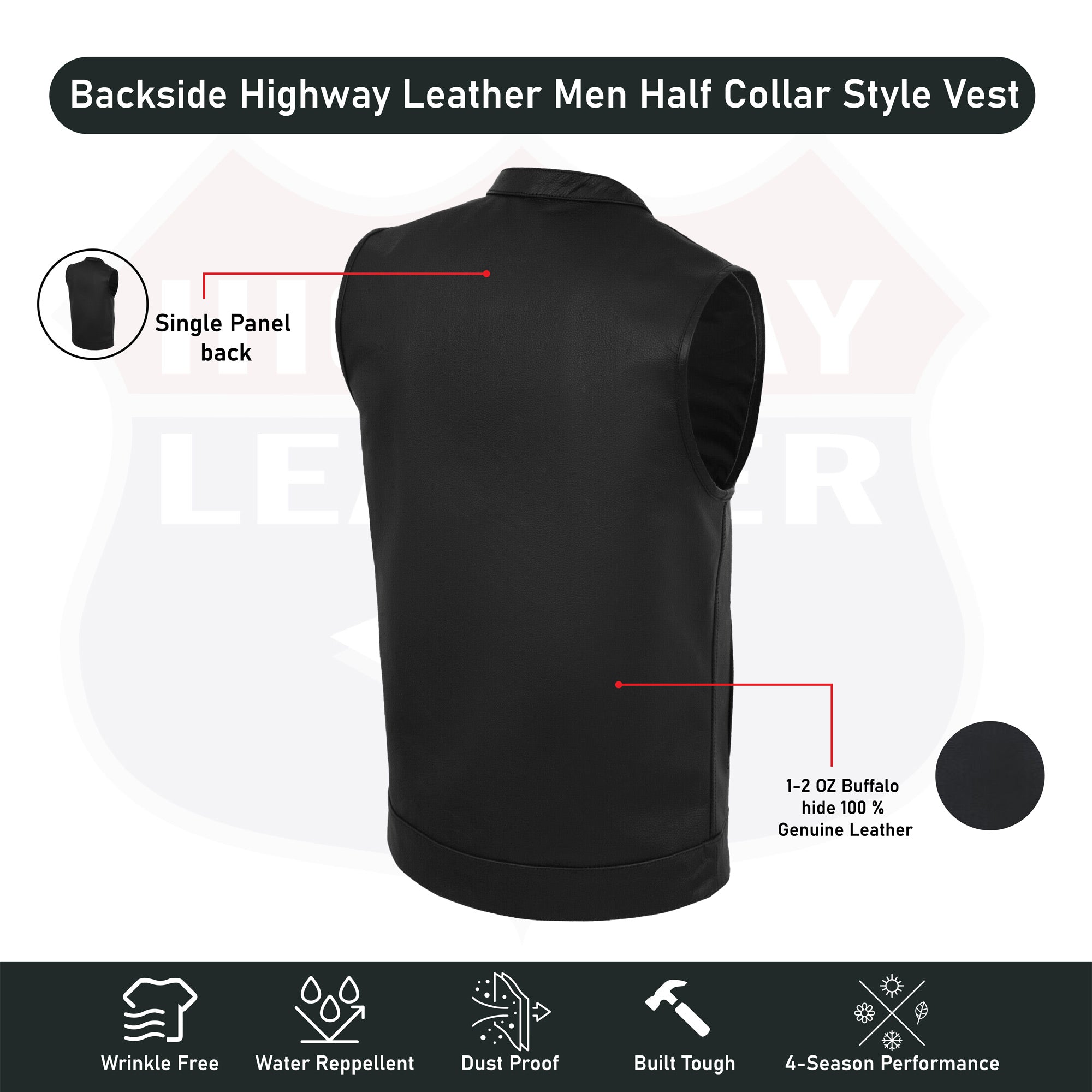 SOA Men's Leather Vest Anarchy Motorcycle Biker Club Concealed Carry Outlaws