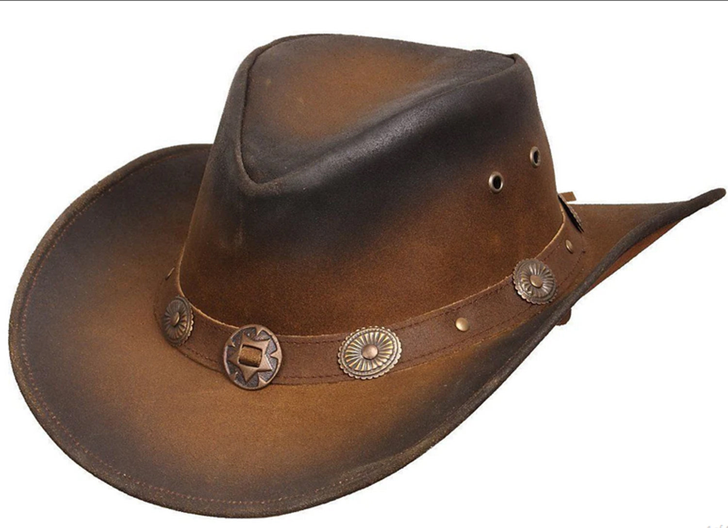 New Cowboy Western Aussie Style Leather Hat Choncos Two Tone - #80123