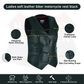 Ladies Women soft leather biker motorcycle vest black concealed carry #HL14500B