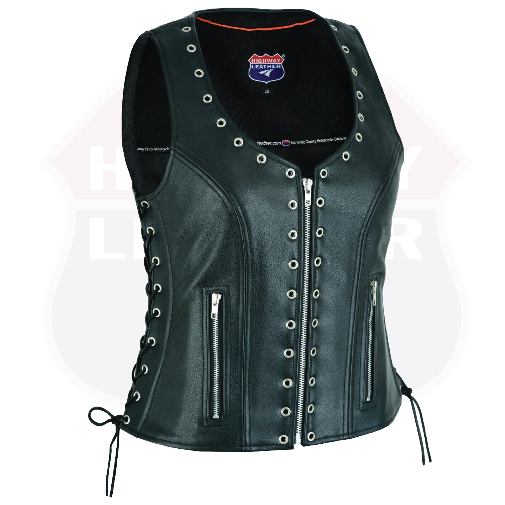 Women's Eyelet Leather Vest - Longer Length