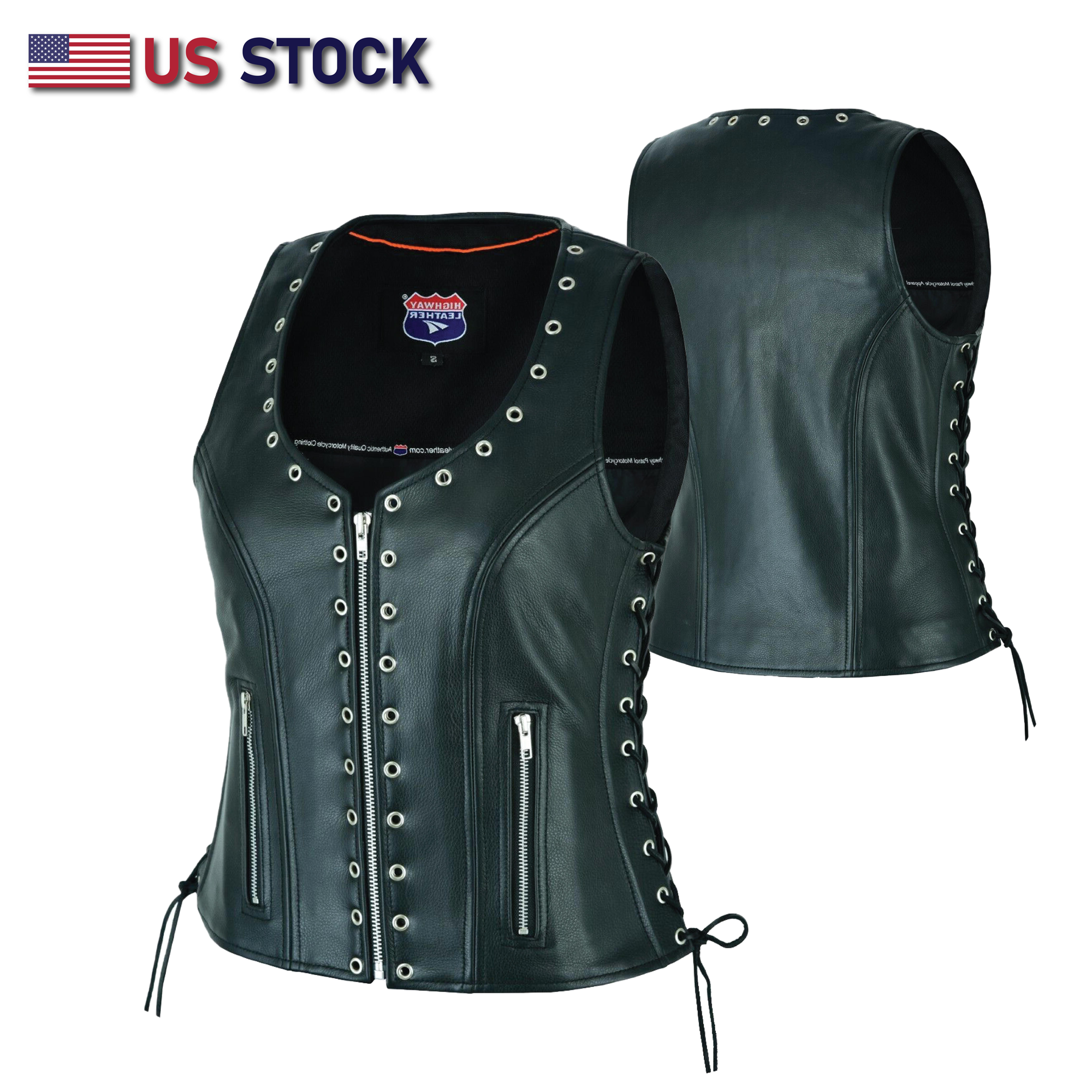 Women's Eyelet Leather Vest - Longer Length