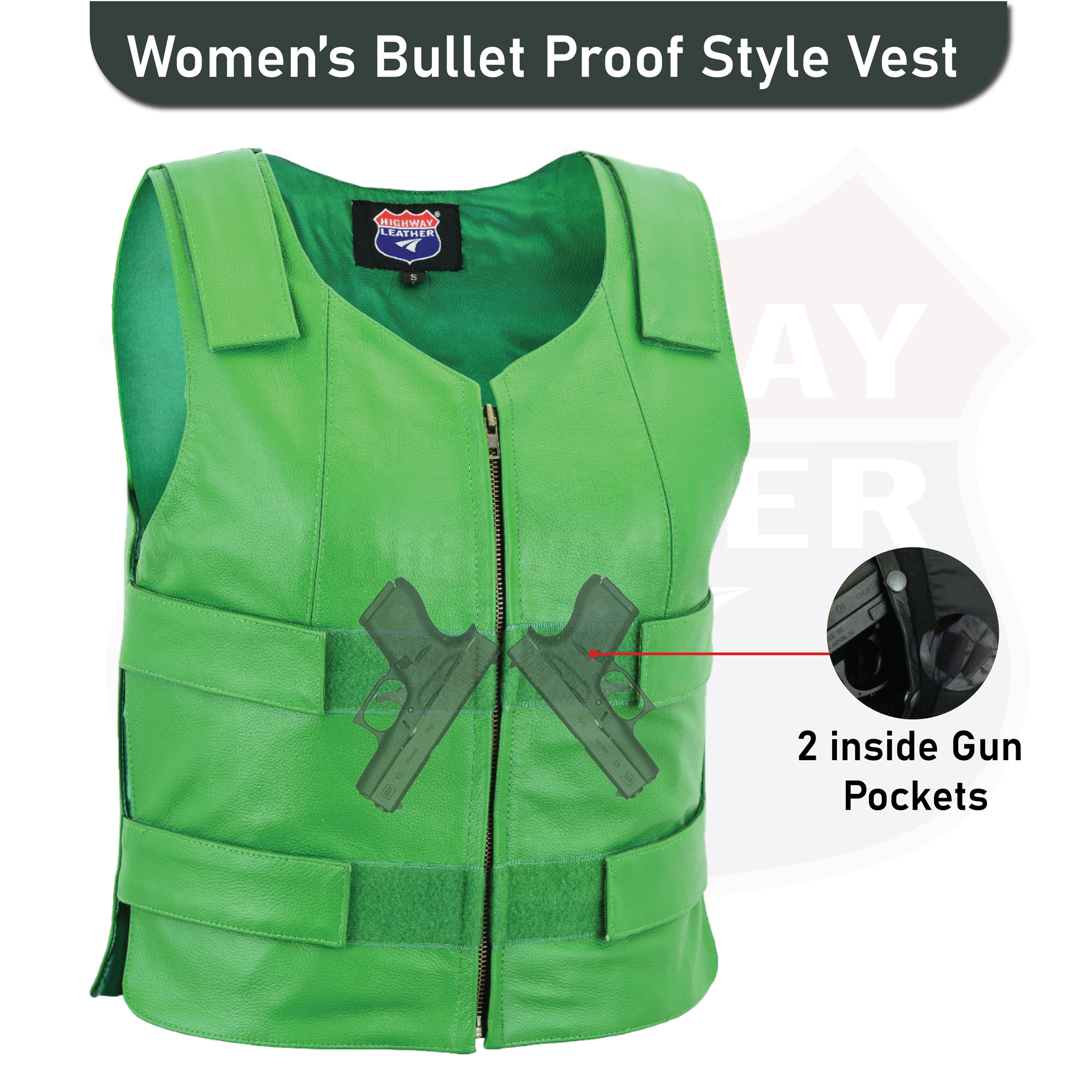 Green bulletproof leather vest - Women/Ladies