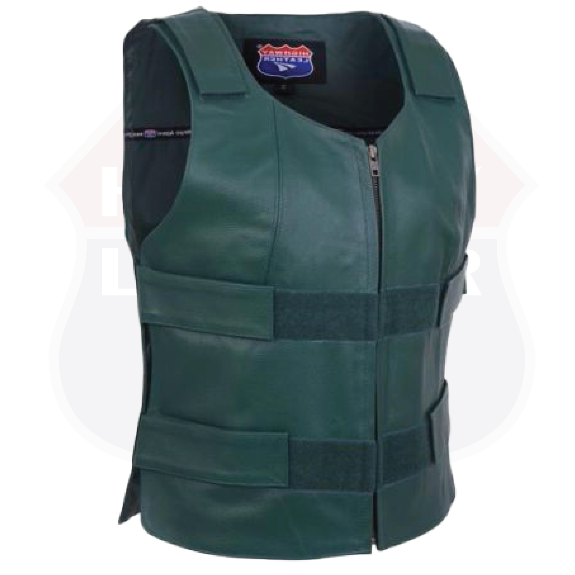 Emerald Green Women Bullet Proof style Leather Motorcycle Vest for SOA bikers Club #14945Hunter Green