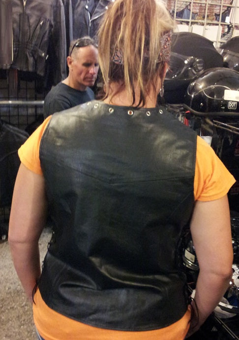 Women's Eyelet Leather Vest - Longer Length