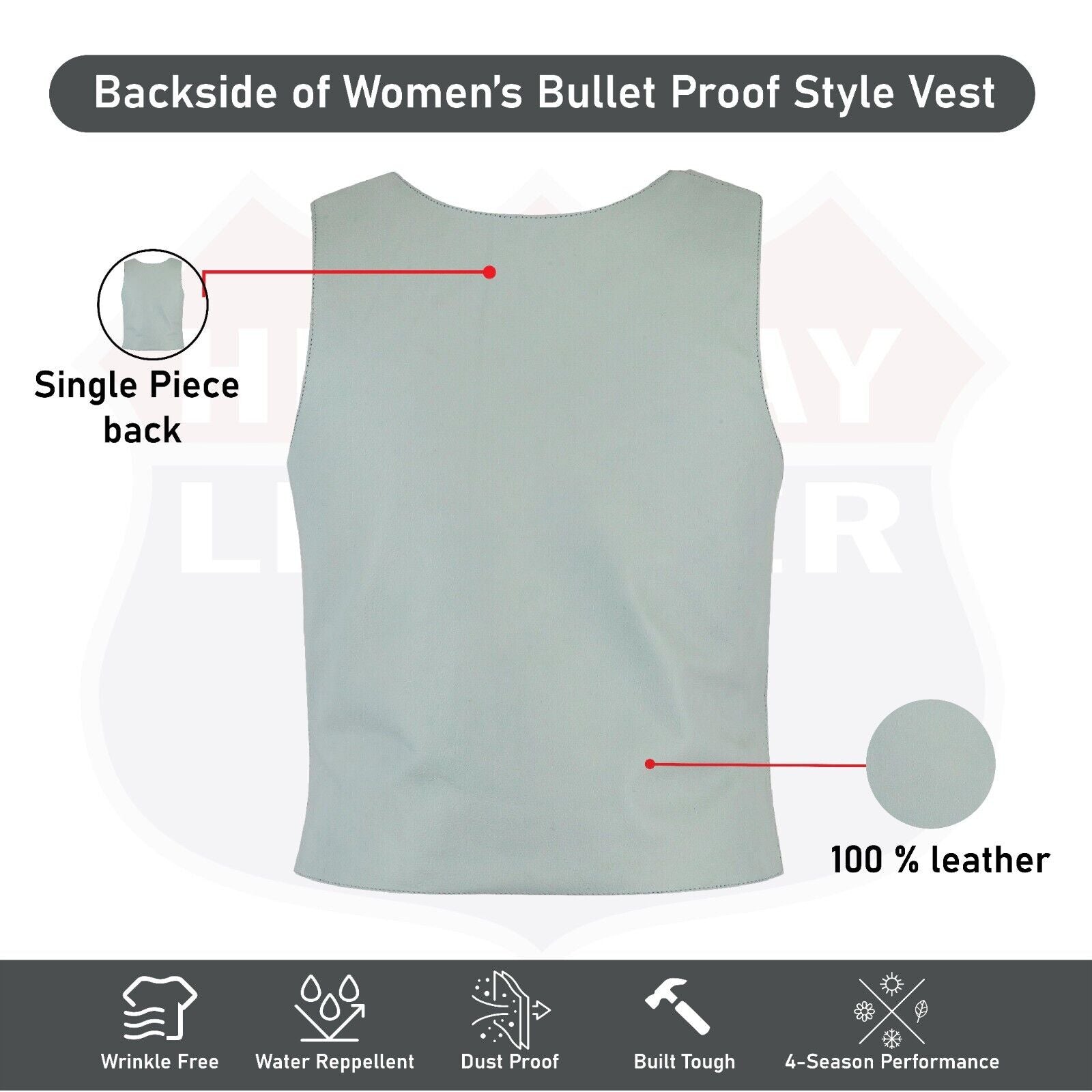 Gray bulletproof leather vest - SKU#14945Gray36