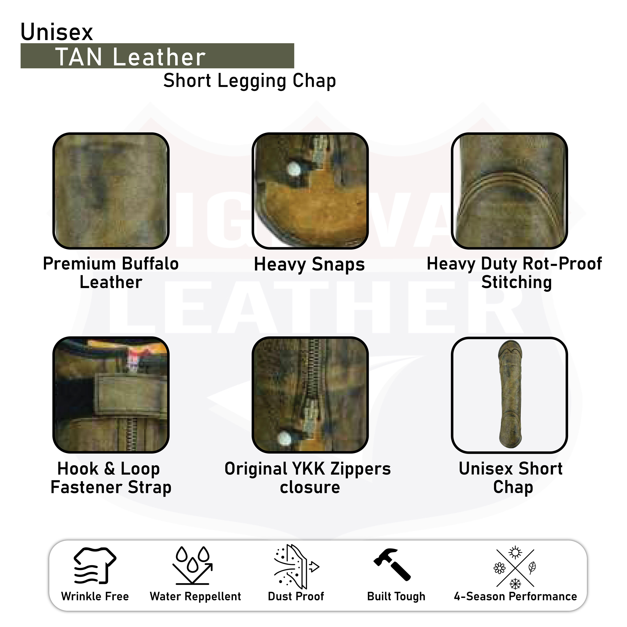 Gaiter Chap - Short Legging Chap Knee high legs # HL12826BUTYLBROWN