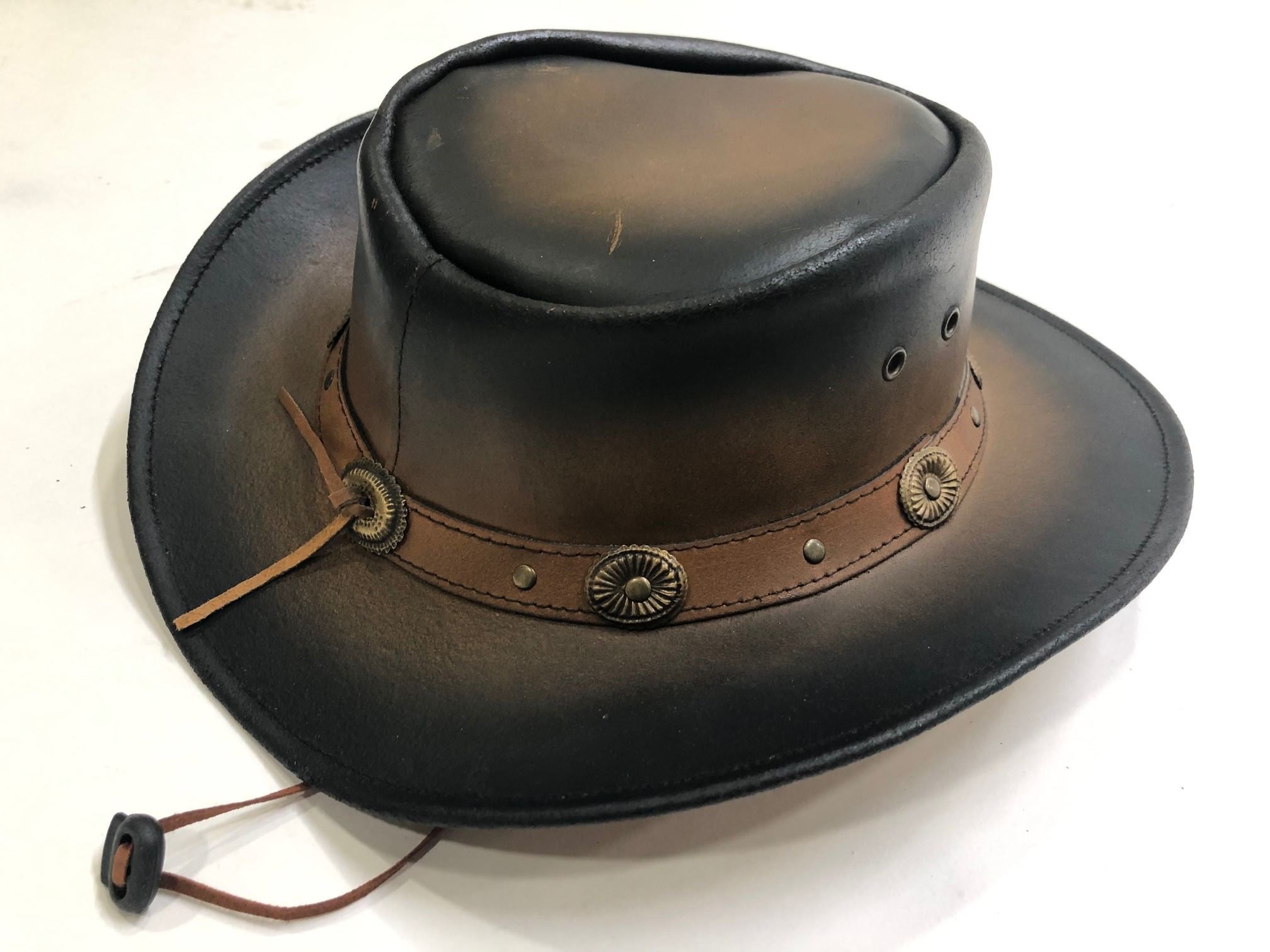 New Cowboy Western Aussie Style Leather Hat Choncos Two Tone - #80123