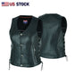 Women's Lace up side leather motorcycle vest NKD