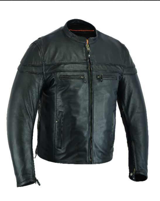 Men's ‘Crossover’ Black Leather Lightweight MC Jacket | HL10262LMB
