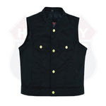 HL21920DMBLACK Kid's Unisex SOA Denim plain sideToddler Black Vest - HighwayLeather
