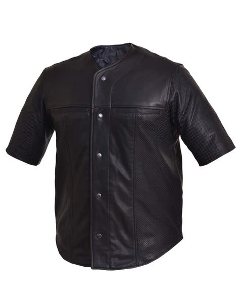 Leather Baseball Shirt Men's Leather Sports Shirt Handmade -  Israel