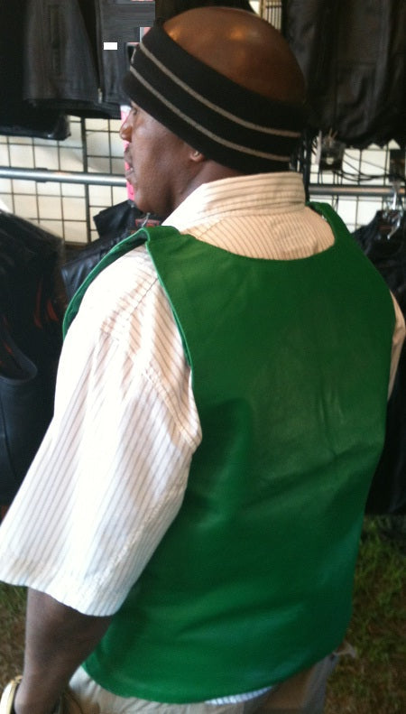 Green Bulletproof Style tactical street leather vest - Zippered