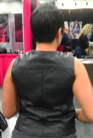 Women's Crop Leather Motorcycle Vest