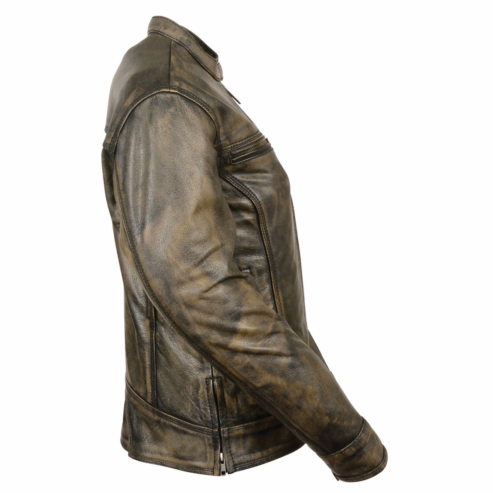 Women's Brown Distressed Scooter Jacket w/ Venting