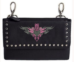 Clip pouch Pink tribal Heart
