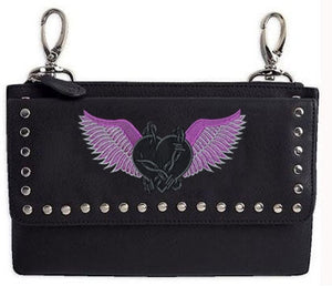 Clip pouch barbed wire purple heart with wings