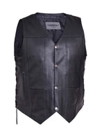 Men's Premium Motorcycle Leather 10-Pocket Vest