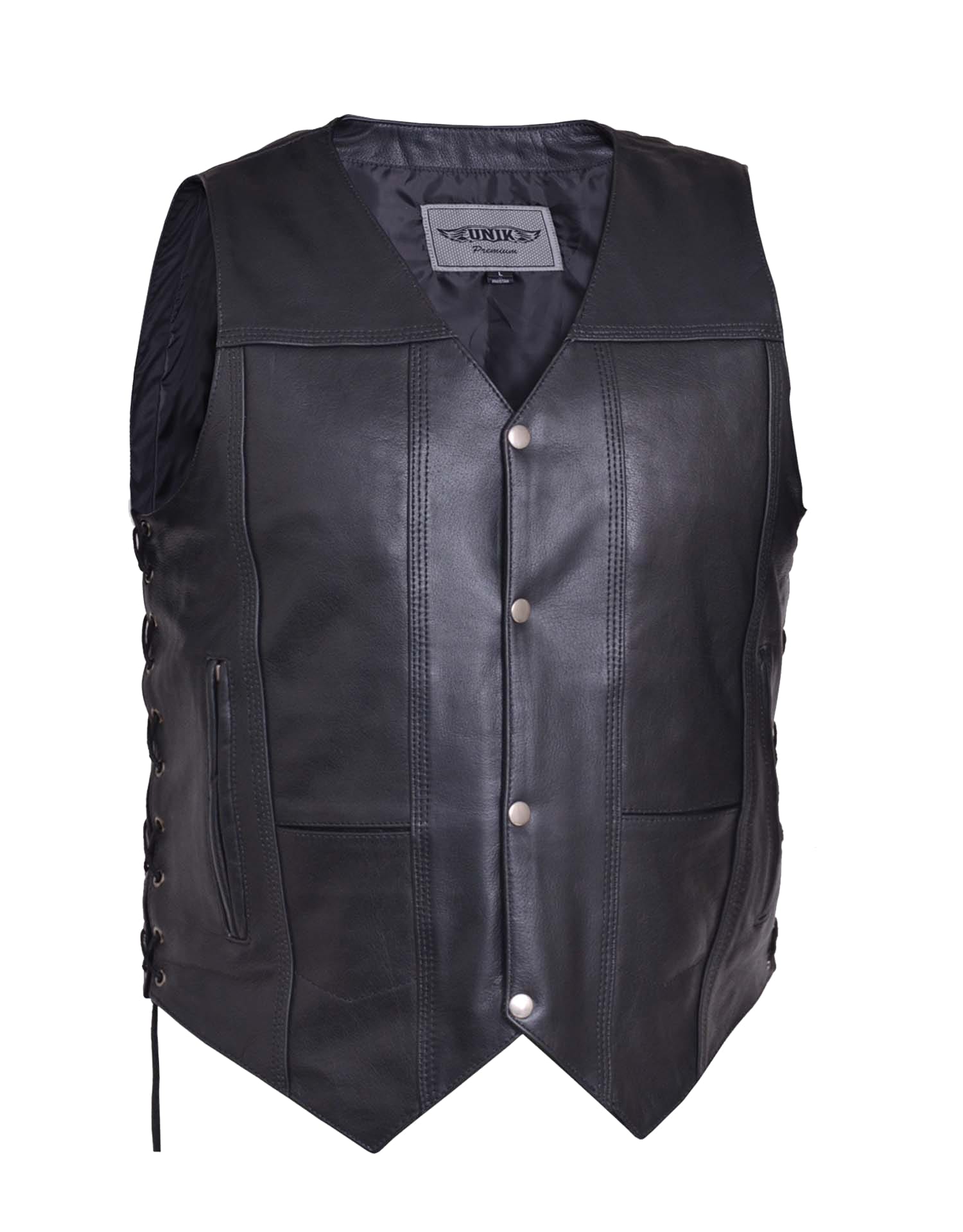 Men's Premium Motorcycle Leather 10-Pocket Vest