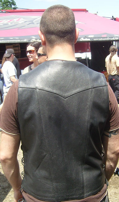 Classic leather motorcycle vest 10 pocket