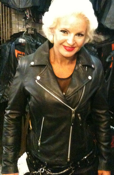Braid hourglass leather motorcycle jacket