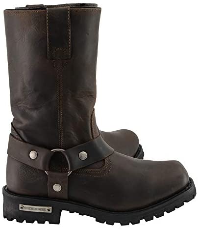 MBM9062 Men's Classic 11 Inch Dark Brown Harness Square Toe Boots