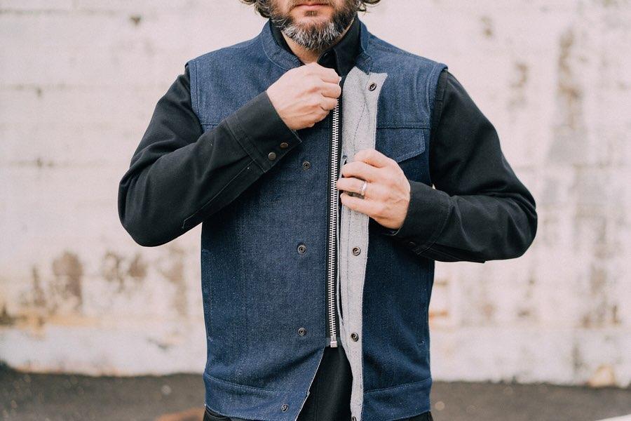 BLUE SOA Club Style Biker Cut Kershaw Denim Motorcycle Vest - FIM691DM-Blue