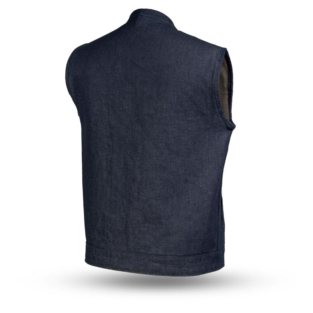 BLUE SOA Club Style Biker Cut Kershaw Denim Motorcycle Vest - FIM691DM-Blue
