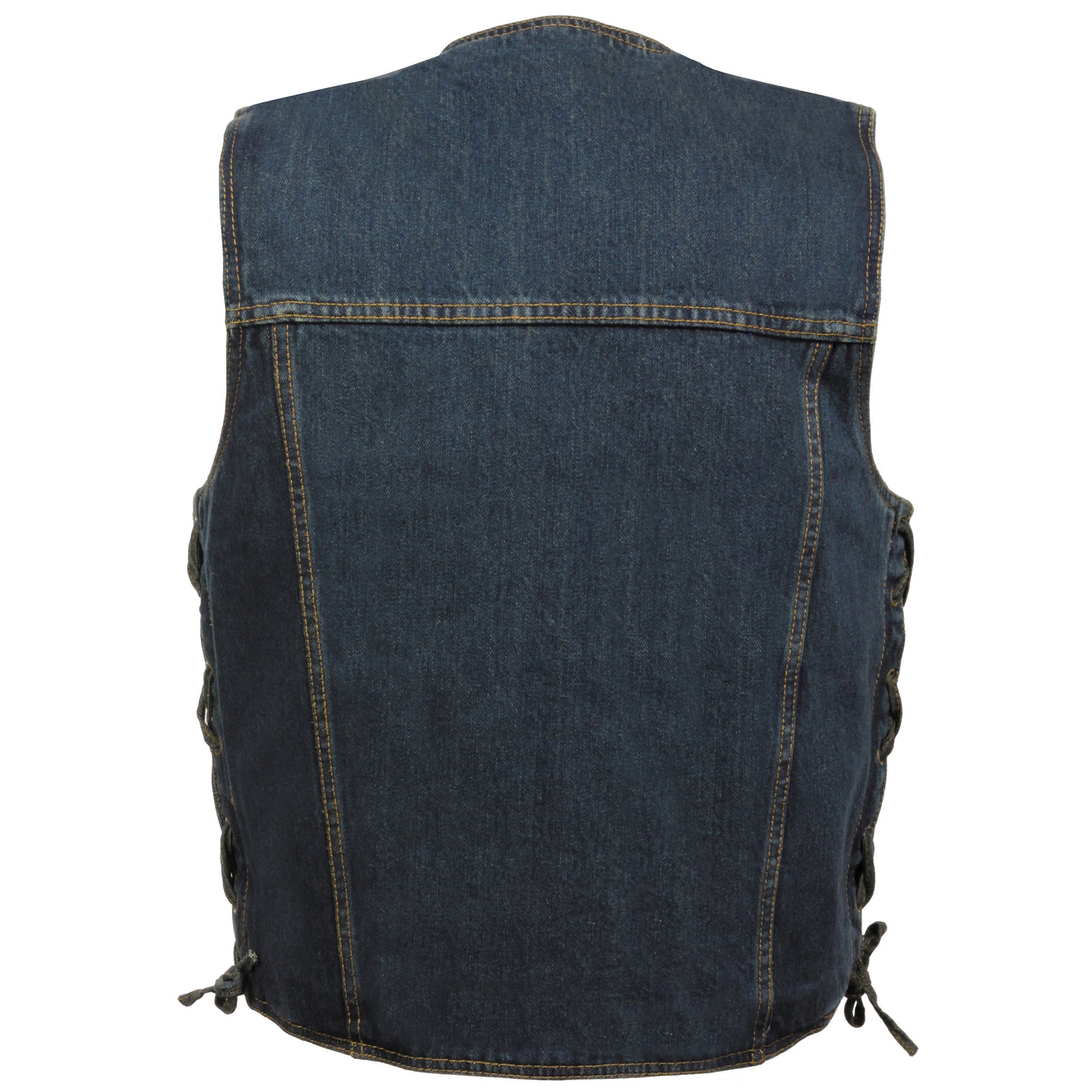 Men's Side Lace Denim Vest w/ Chest Pockets
