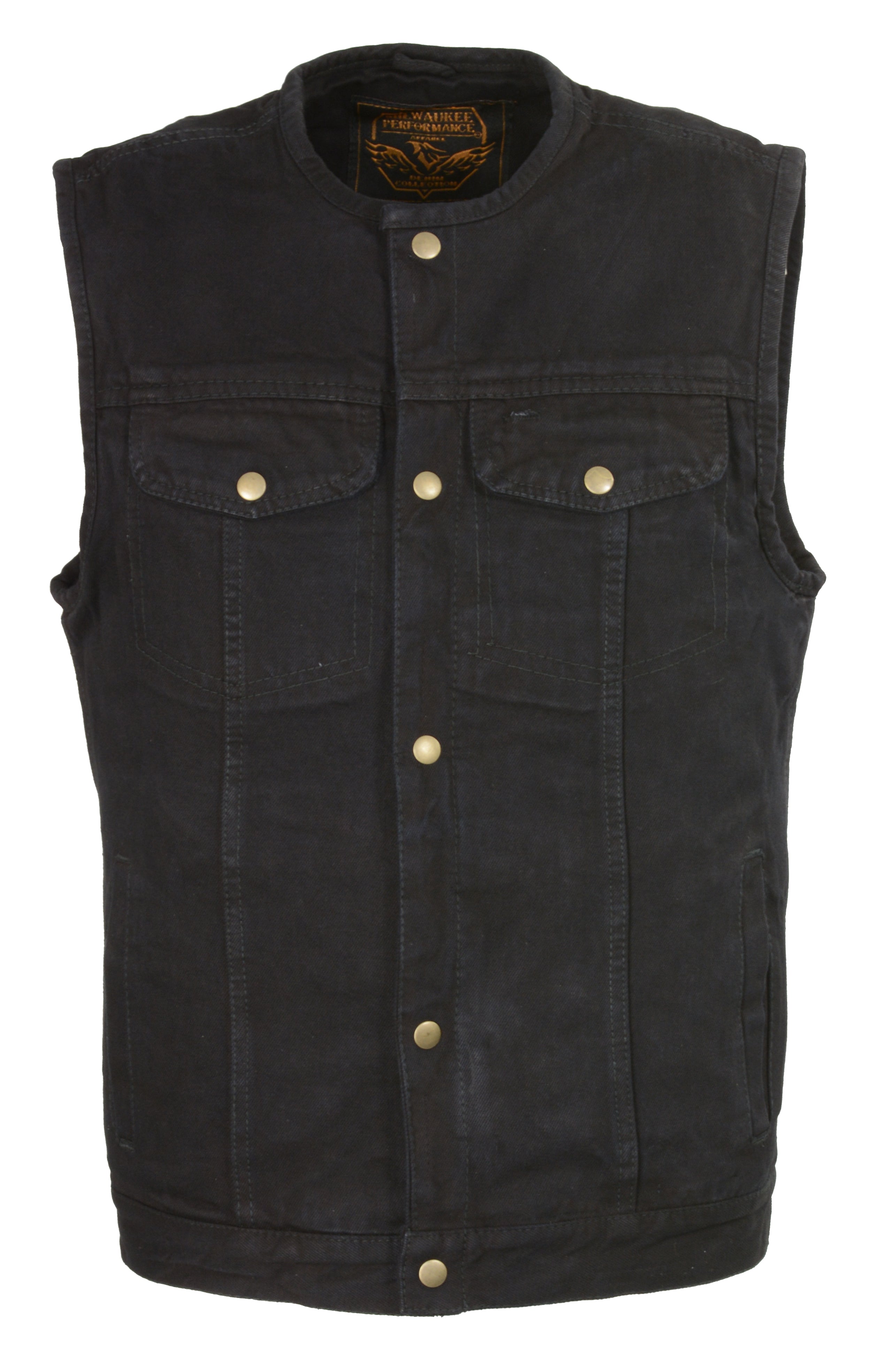 Men's Snap Front Denim Club Vest w/ Gun Pocket