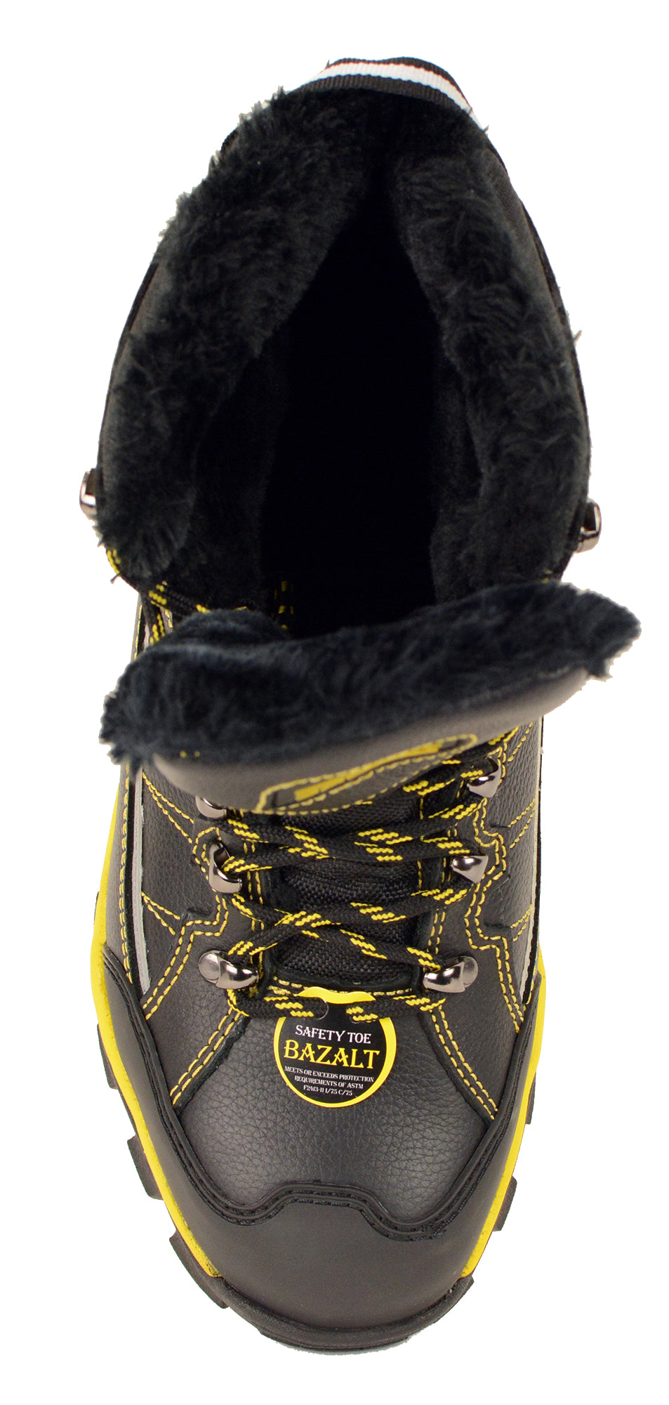 MBM9125ST-Men's Black & Yellow Water & Frost Proof Leather Boots w/ Faux Fur Lining & Composite Toe