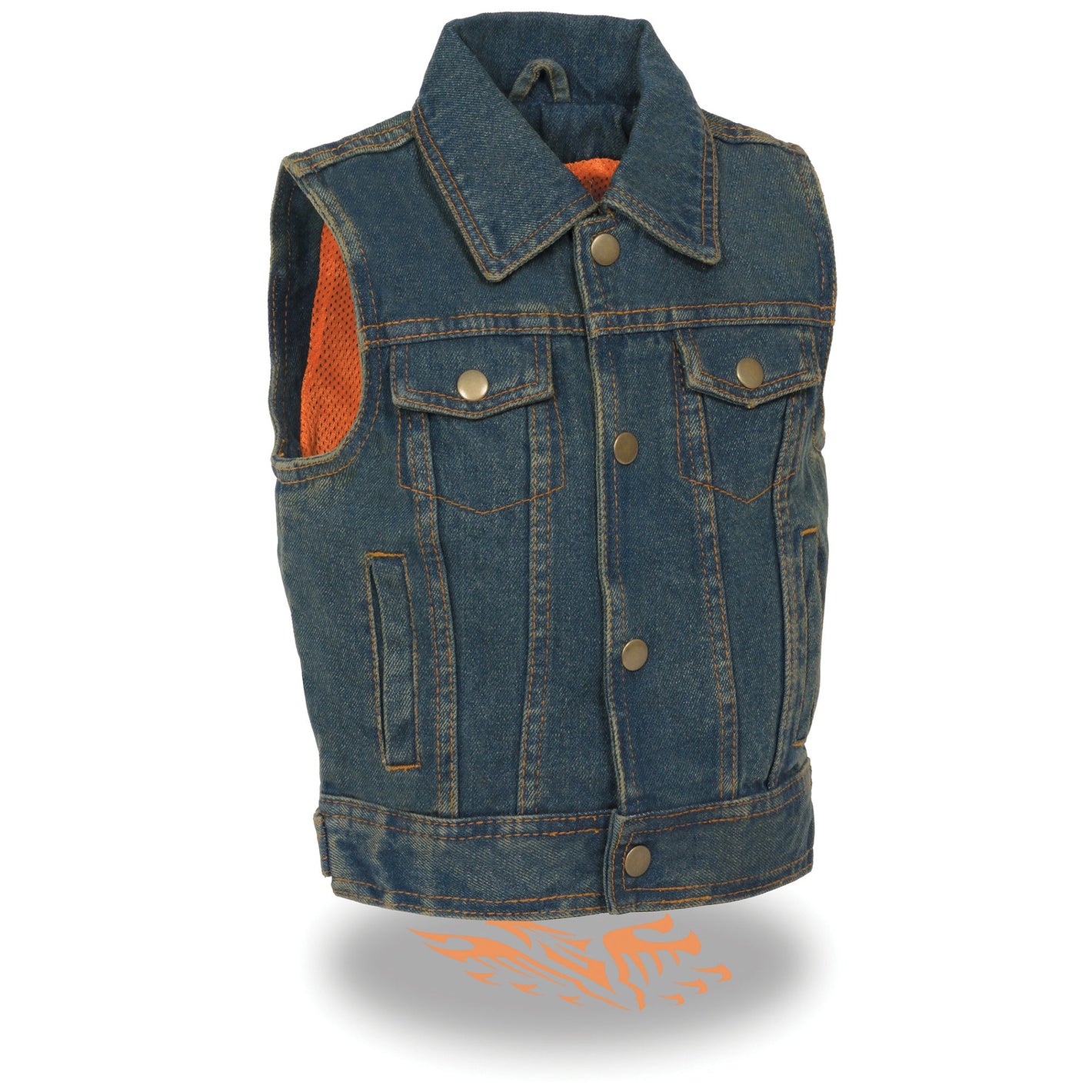 Kids Denim Shirt Collar Snap Front Vest
