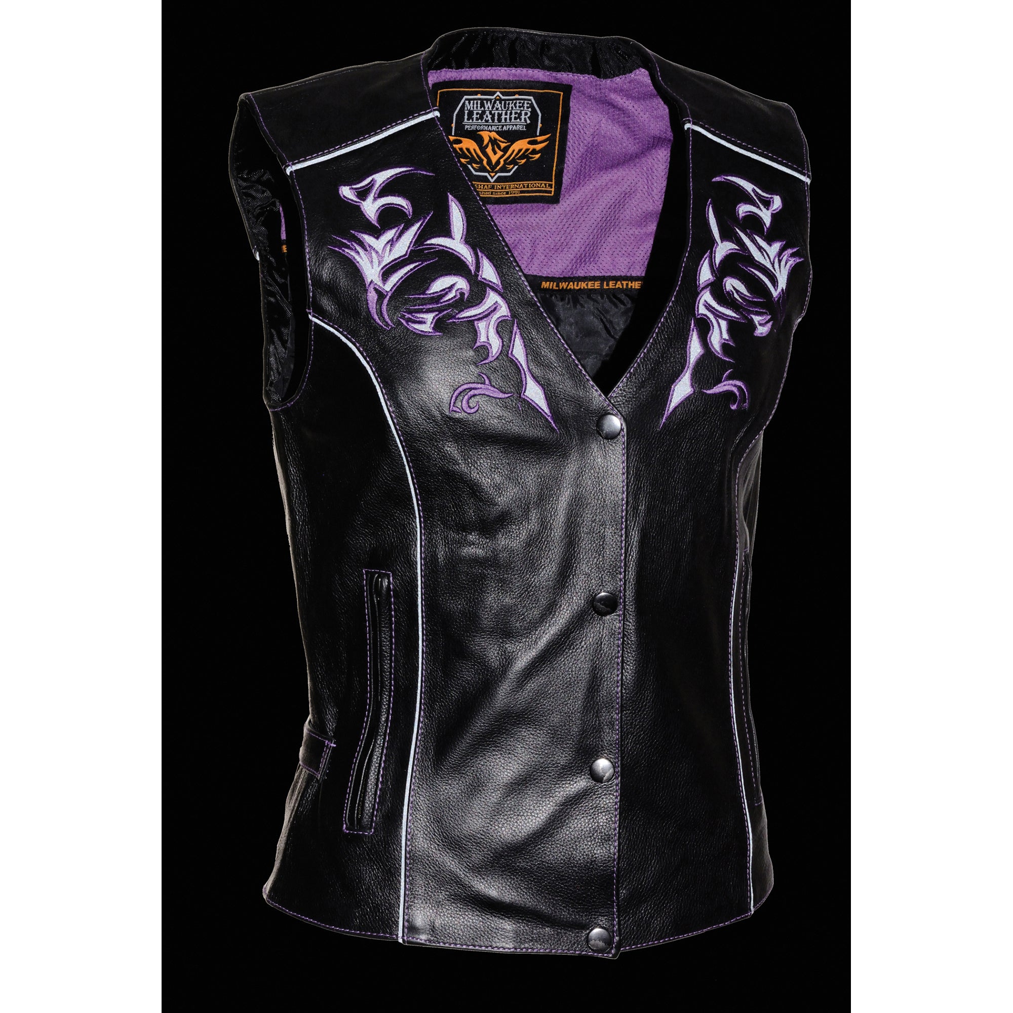 Women's Vest w/ Reflective Tribal Design & Piping