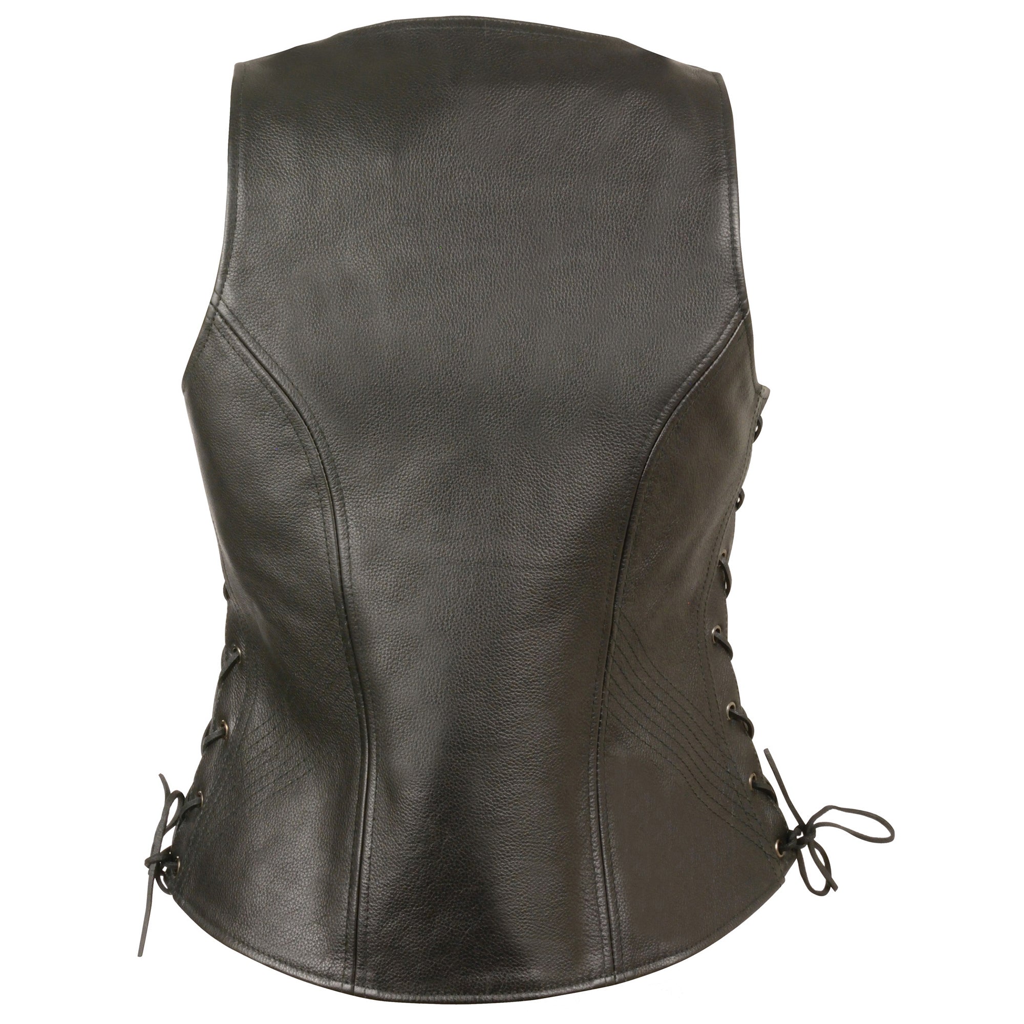 Ladies Open Neck Side Lace Zipper Front Vest
