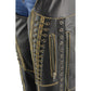 Women Distressed Brown Beltless Leather Chaps  with Lace