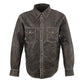 Men's Distressed Gray Lightweight Leather Snap Front Shirt