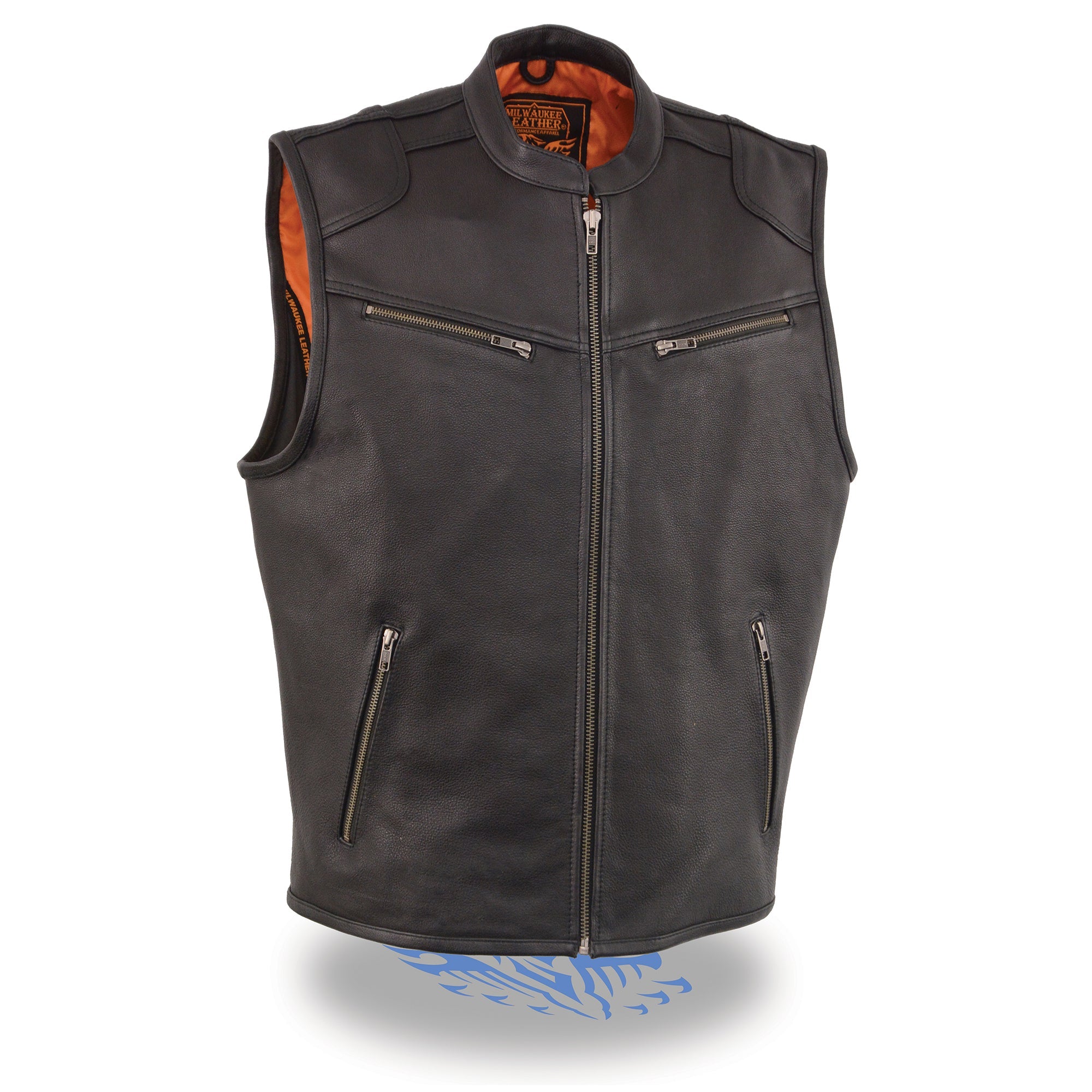 Men's Zipper Front Leather Vest w/ Cool Tec® Leather