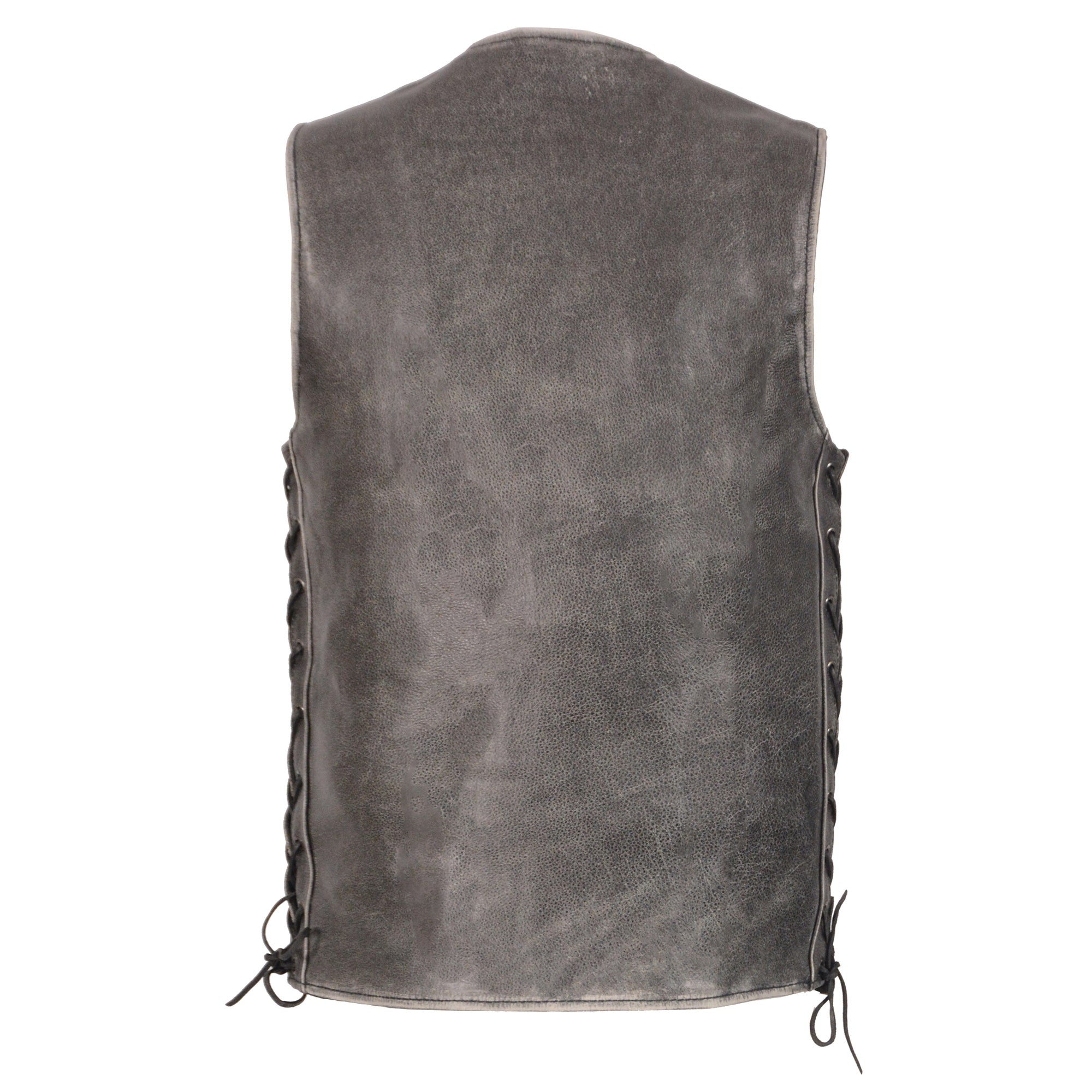 Men's Distressed Gray Straight Bottom Side Lace Vest