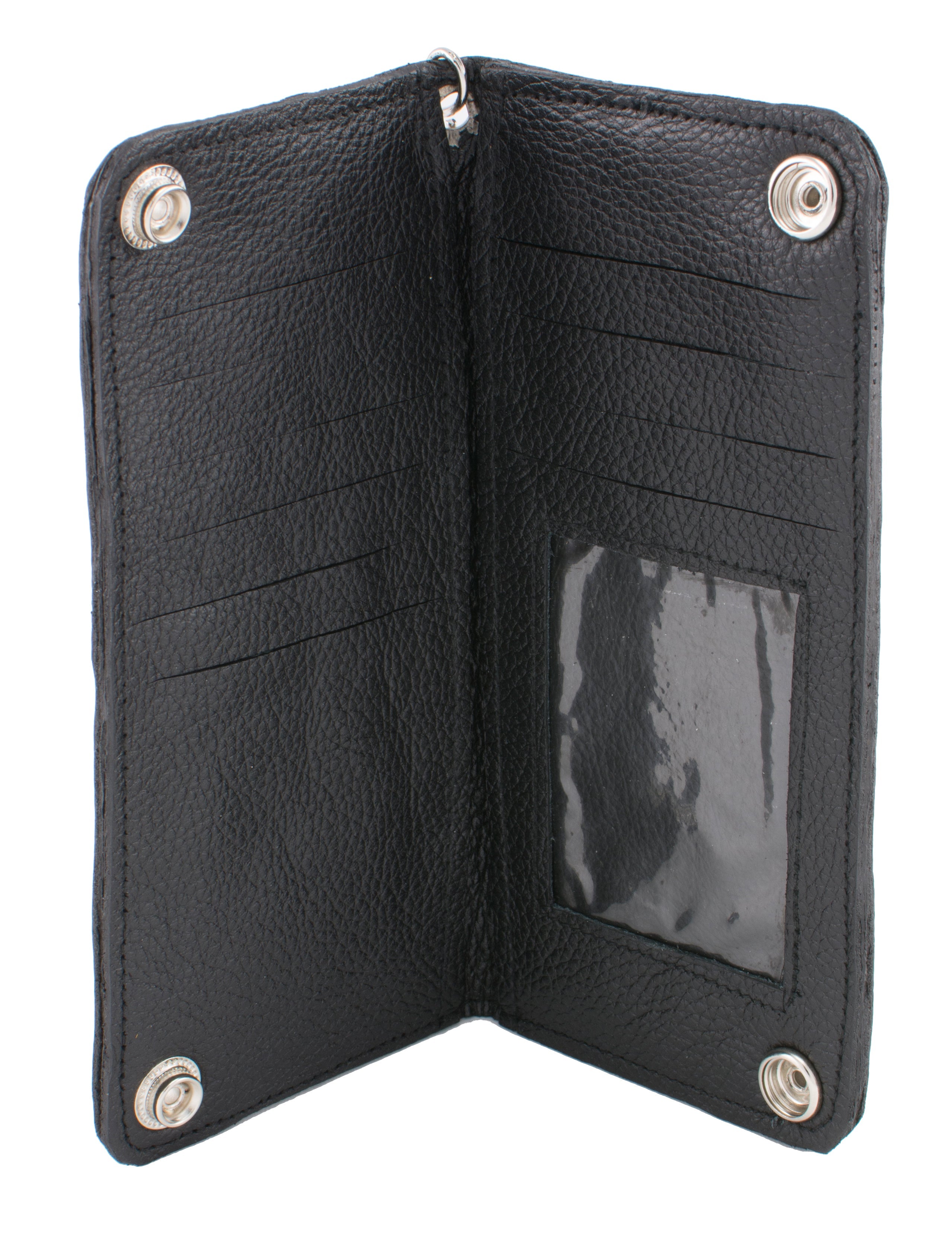(7X3.5) Men's Bi-Fold Long Wallet w/ Steel Chain