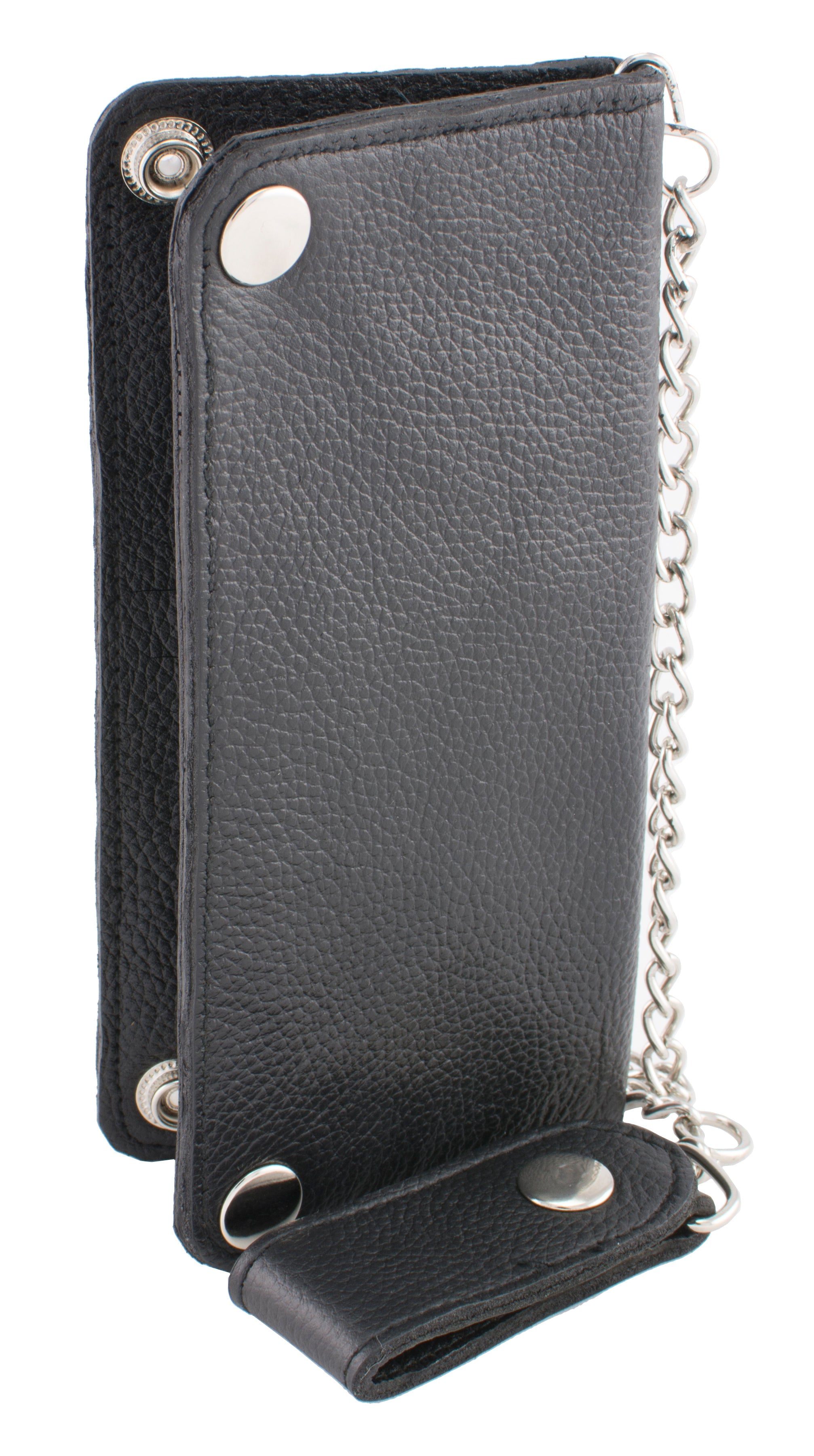 (7X3.5) Men's Bi-Fold Long Wallet w/ Steel Chain