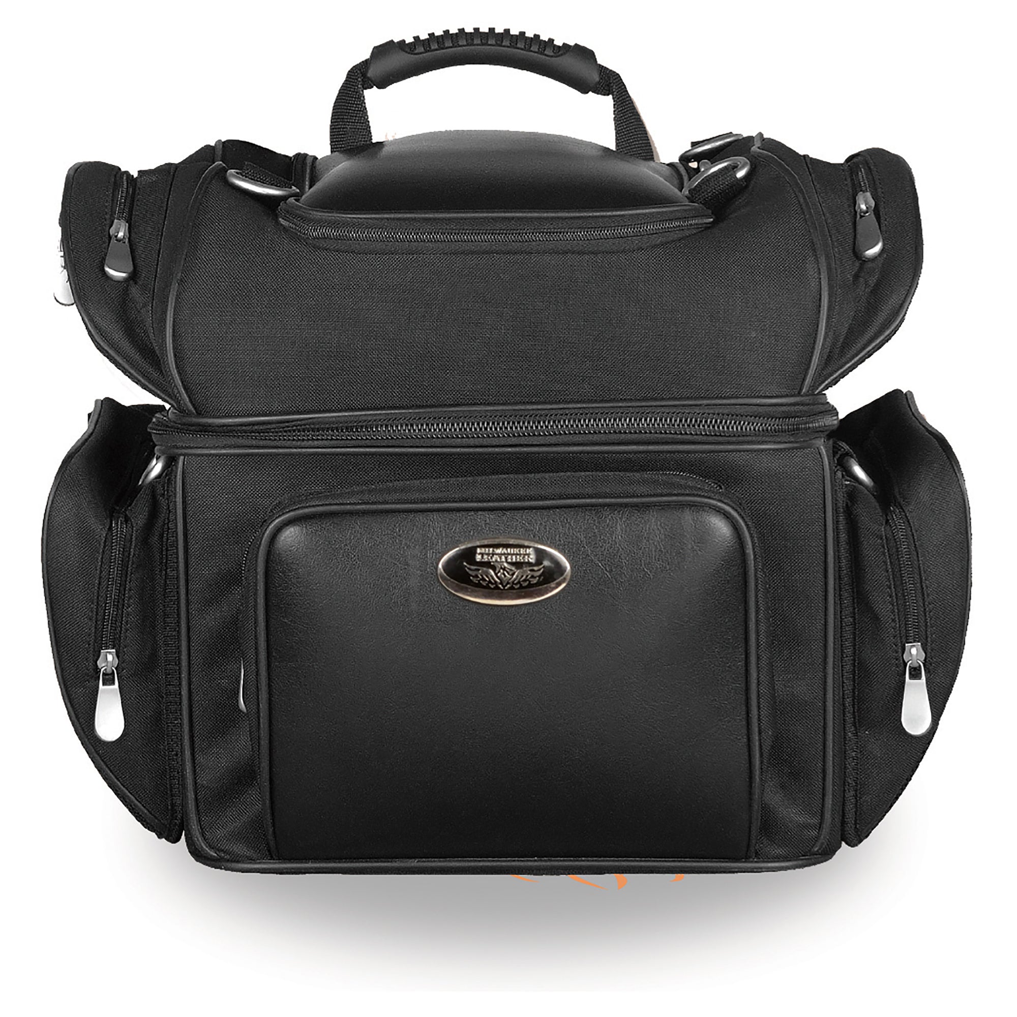 Double Barrel Sissy Bar Rack Bag w/ 5 Bonus Pockets (12X14X10)