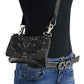 7X5X2.5 Women Black Leather Multi Pocket Belt Bag w/ Gun Holster