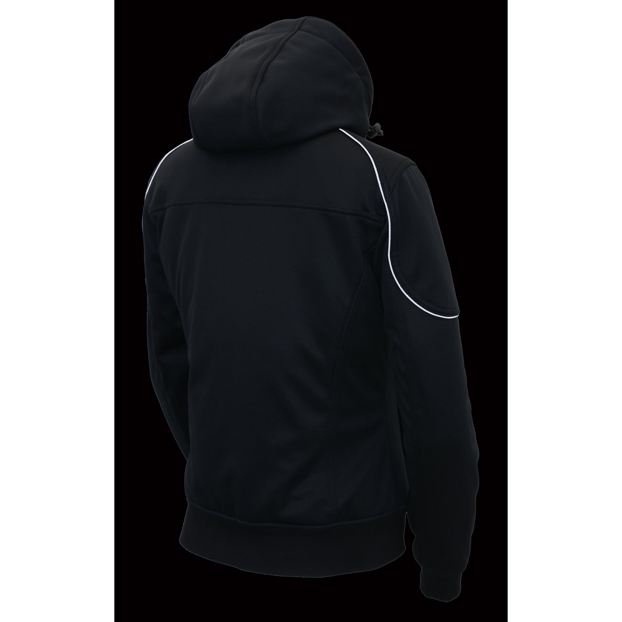 Womens Soft Shell Heated Racing Style Jacket with Detachable Hood