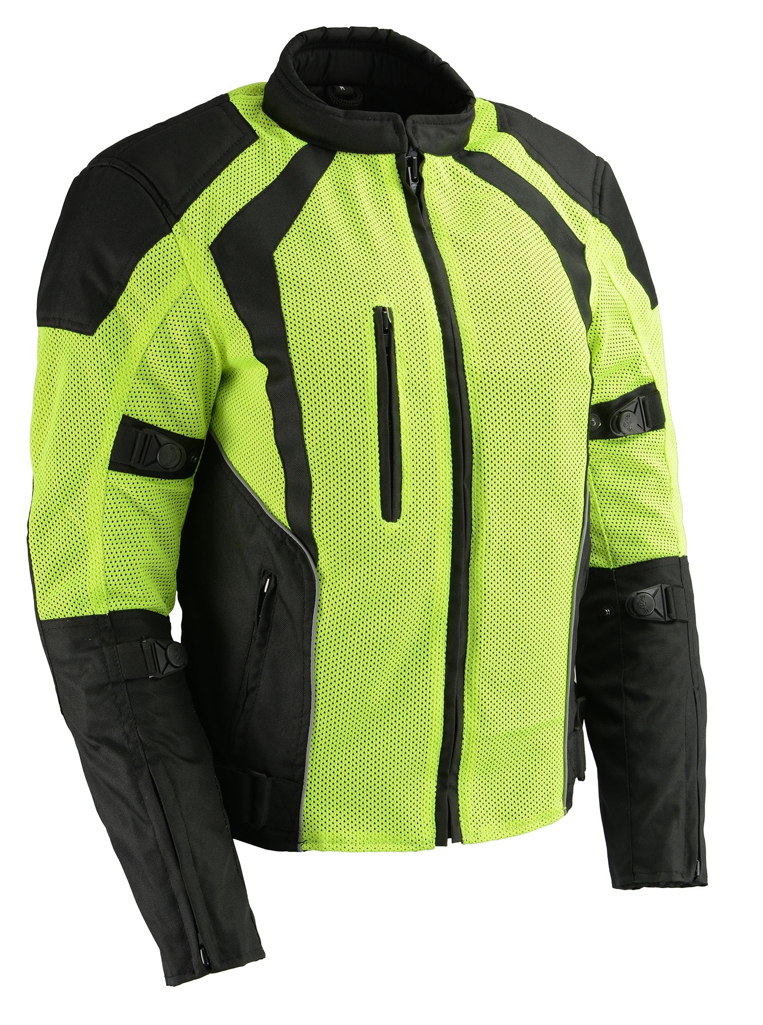 Ladies High Visibility Mesh Racer Jacket w/ Reflective Piping