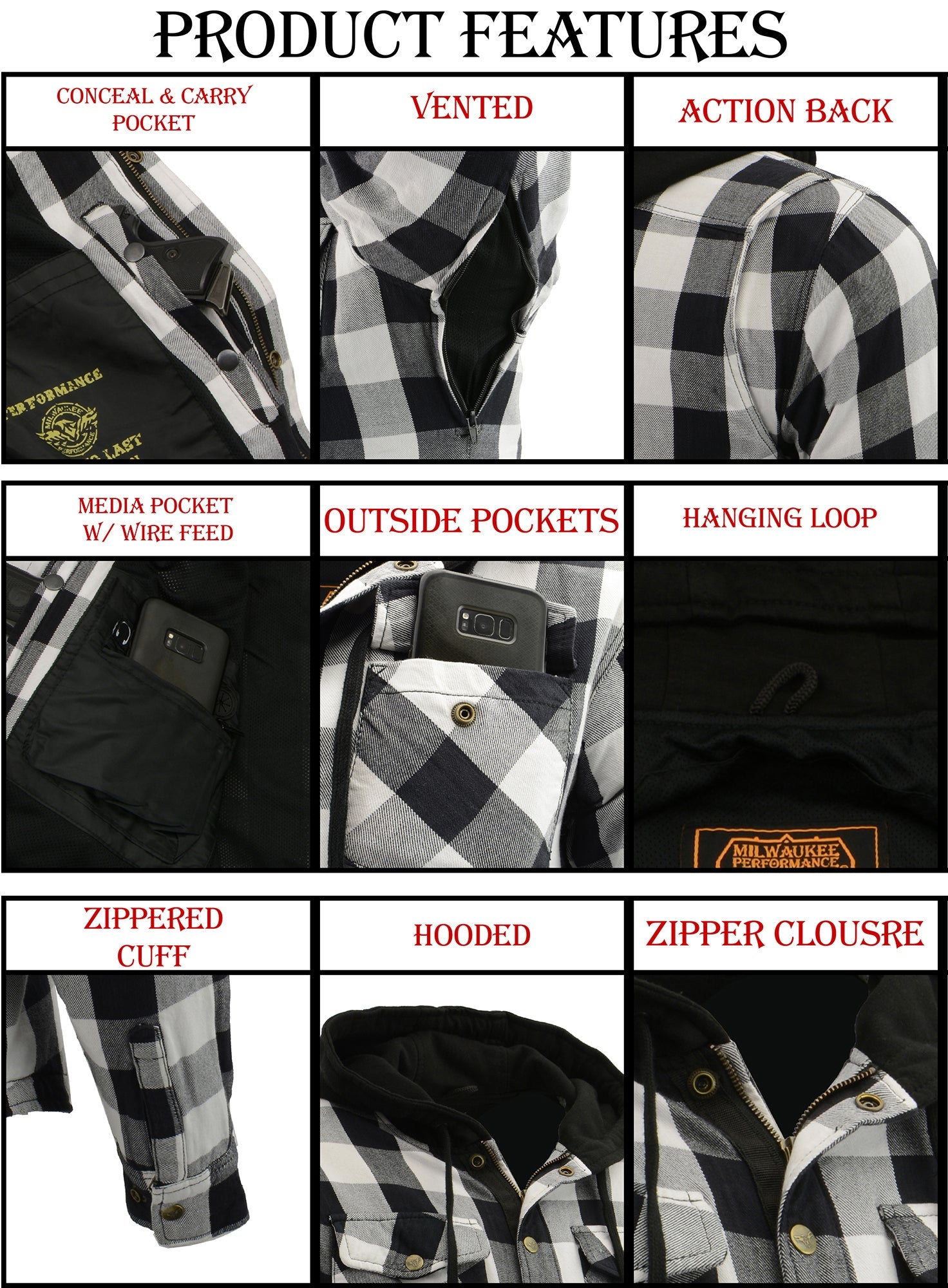 Men's Armored Checkered Flannel Biker Shirt w/ Aramid® by DuPont™ Fibers
