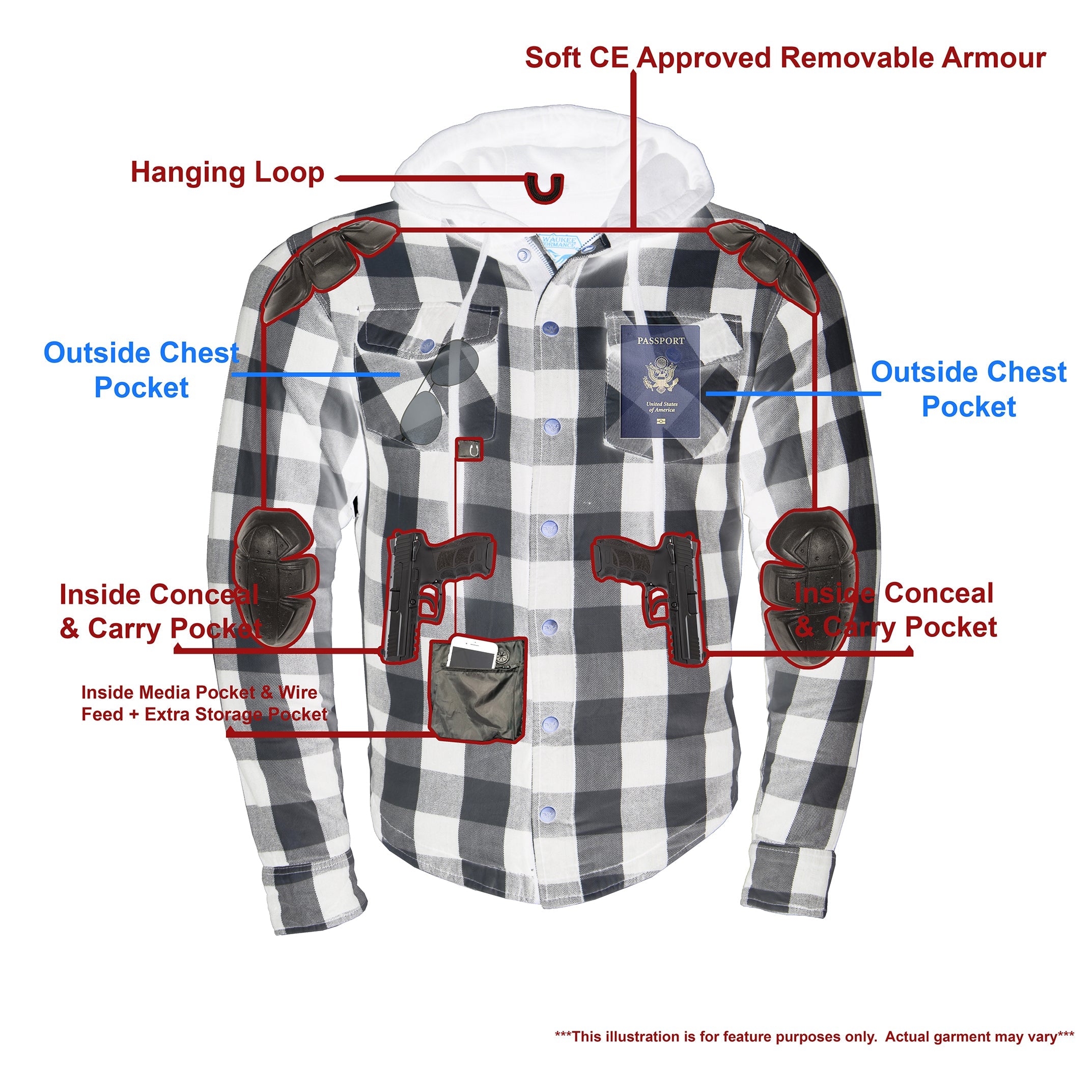 Men's Armored Checkered Flannel Biker Shirt w/ Aramid® by DuPont™ Fibers