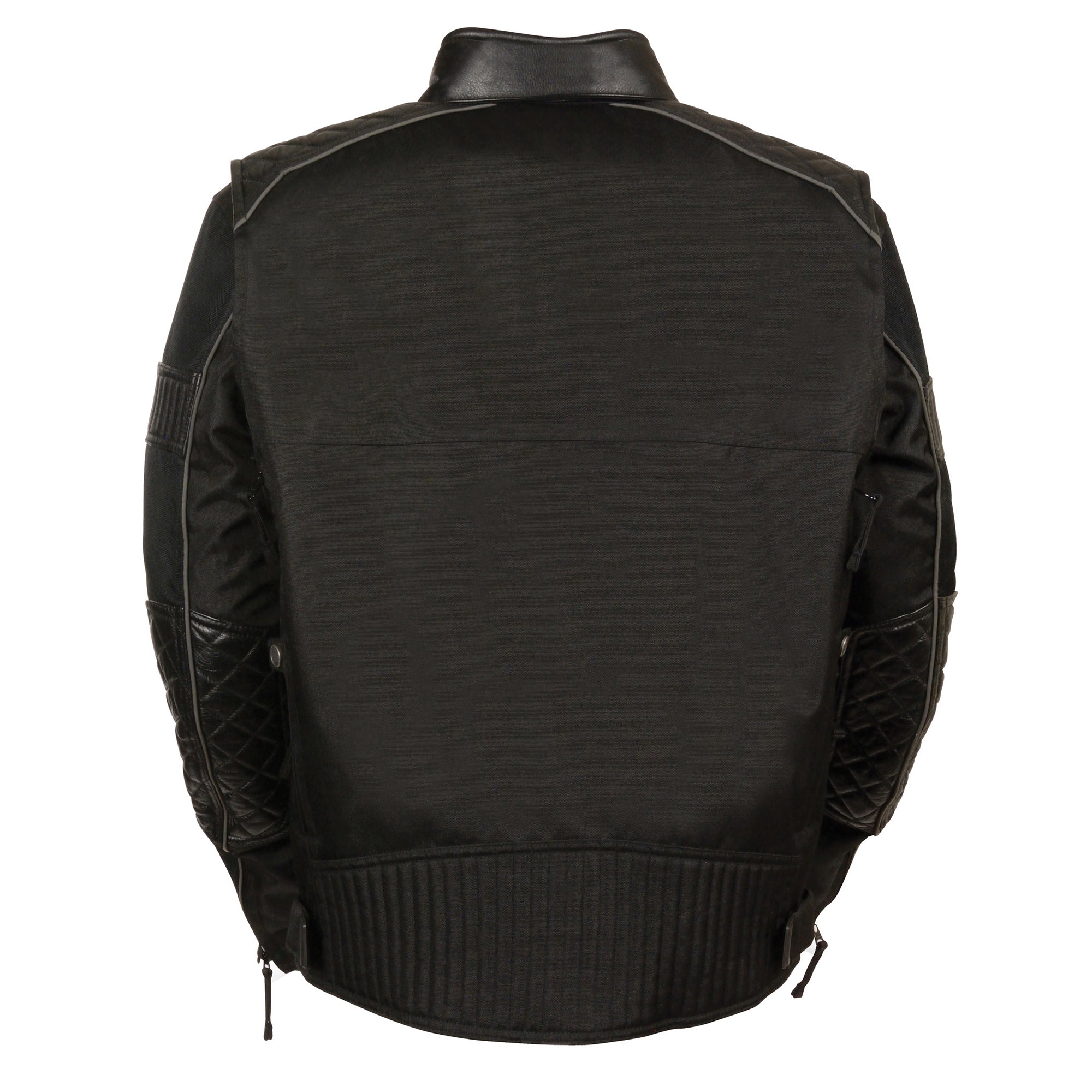 Men's Textile Scooter Jacket w/ Leather Trim and Snap Collar