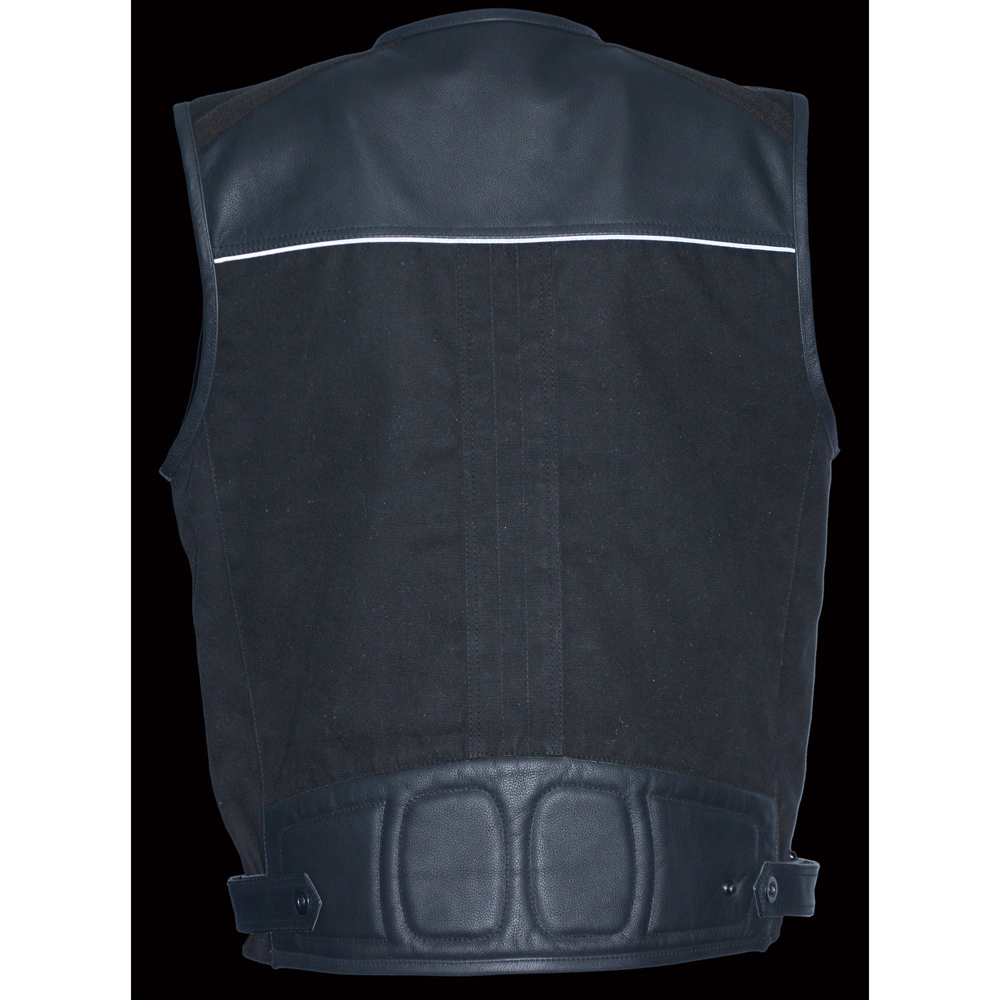 Men's Leather & Canvas Zipper Front Super Utility Multi Pocket Vest